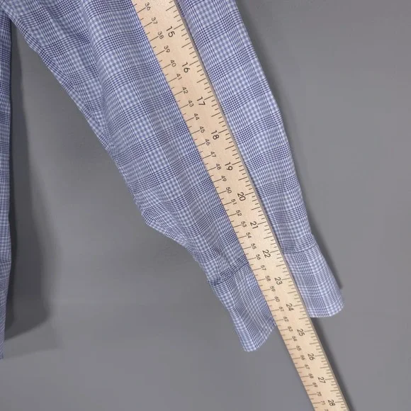 J. McLAUGHLIN Blue Check Button Up Shirt Men's Cotton Long Sleeve LARGE